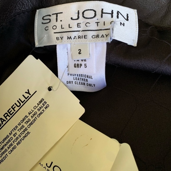 St. John Brown Leather Skirt - Picture 4 of 7
